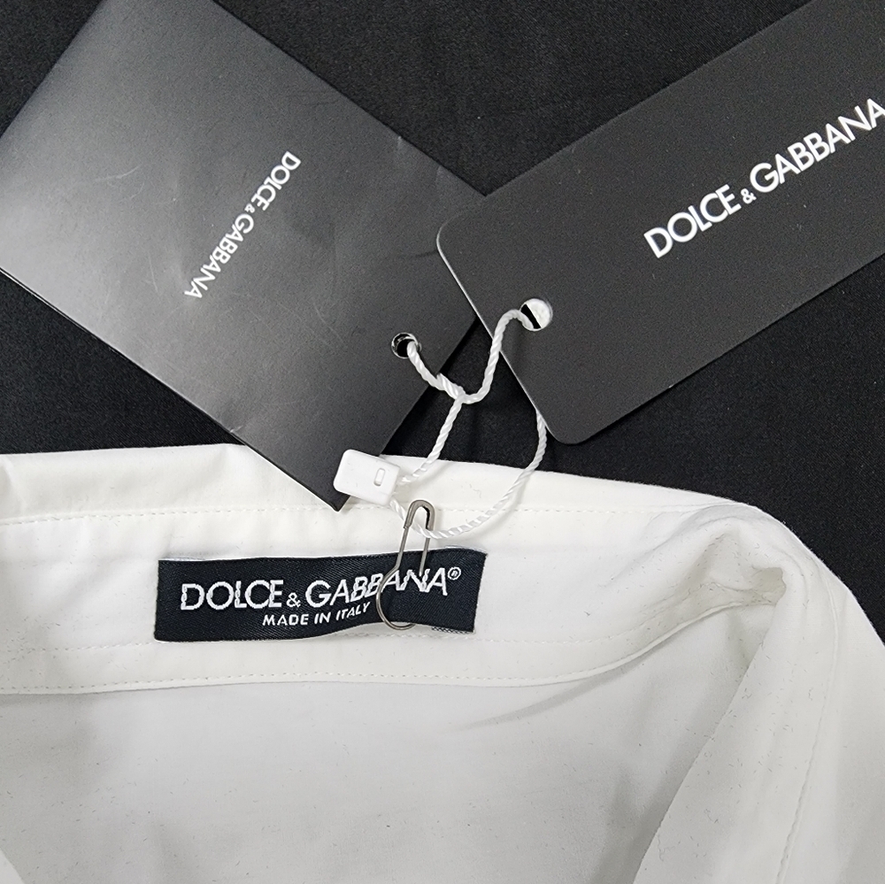 Dolce & Gabbana White Cotton Collared Long Sleeves Shirt Top - Picture 8 of 10